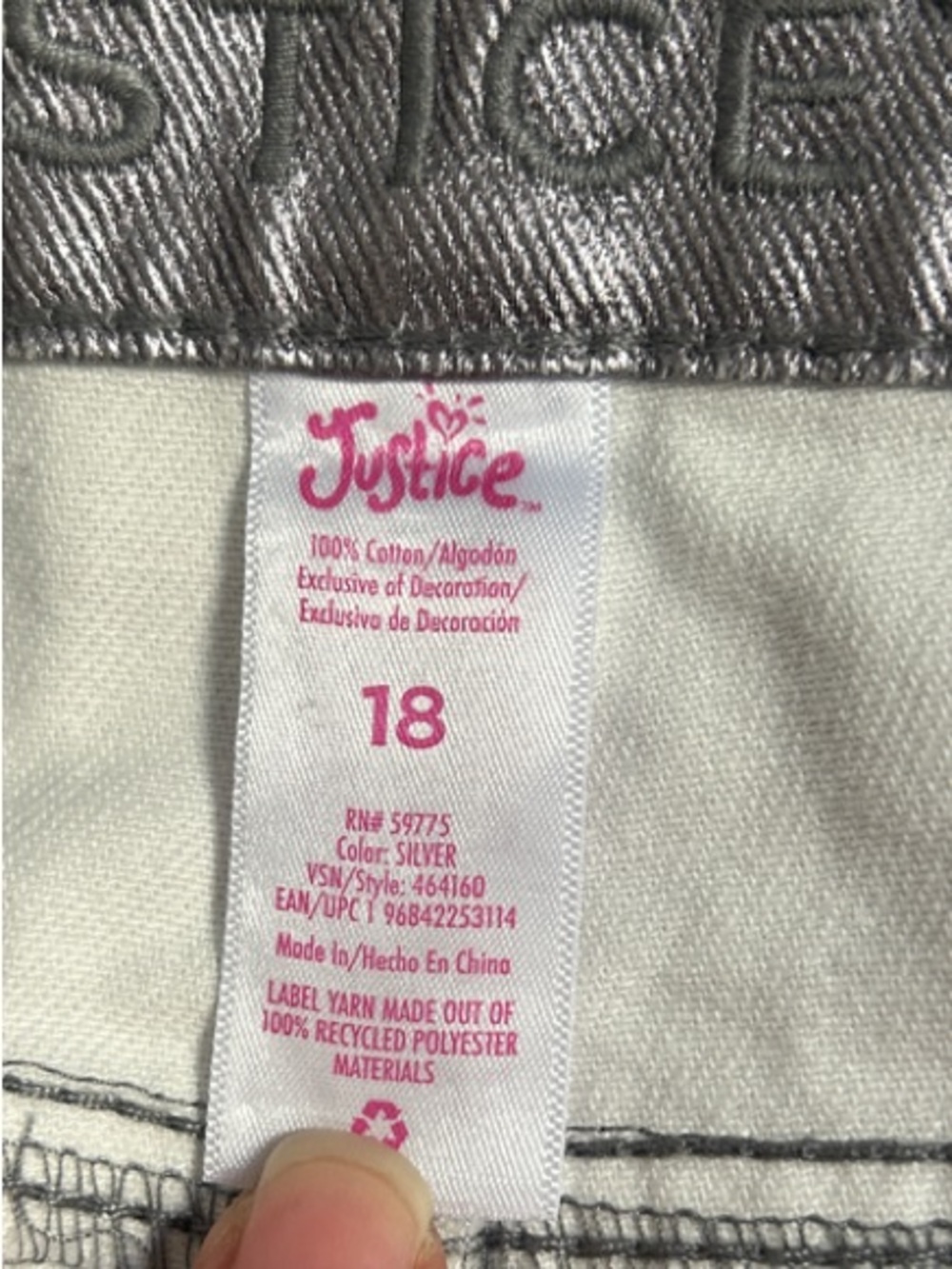 Justice Metallic Silver Wide-Leg Jeans - Picture 12 of 12
